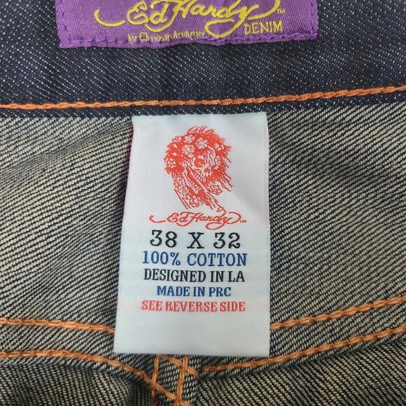 Vintage 2000's Denim Jeans‎ with Rhinestone Skull Decals Size 38 EUC - Picture 7 of 15